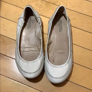 Michael Kors white leather flats
